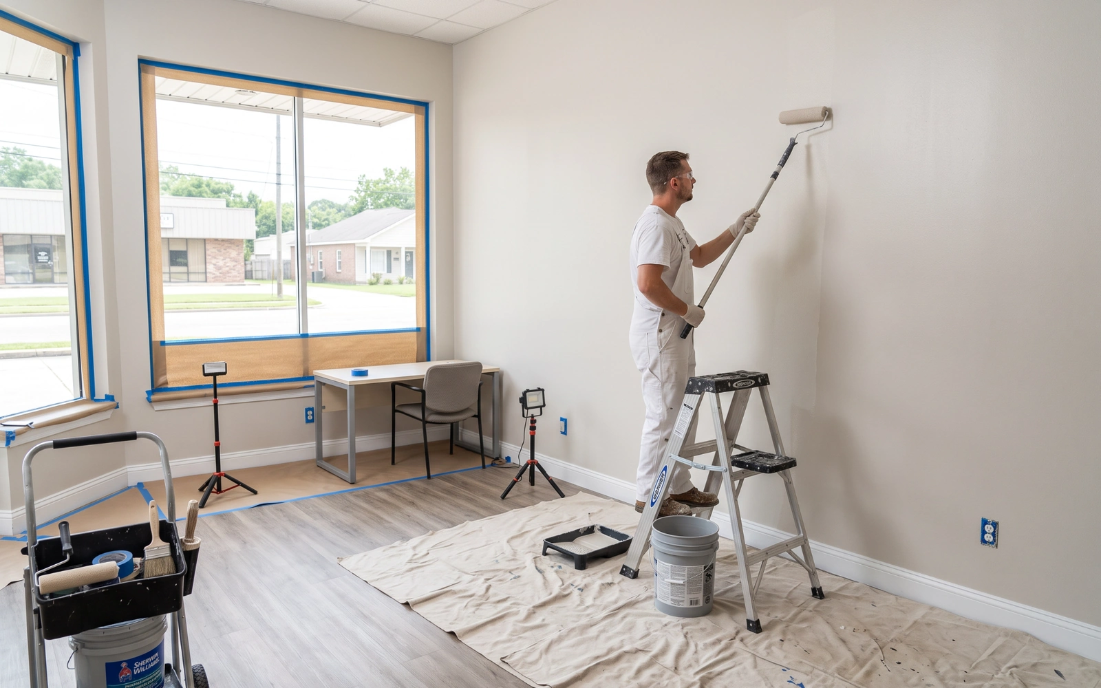 Representative painting professional preparing an exterior project